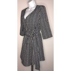 J FOR JUSTIFY Black/White Striped Midi Dress